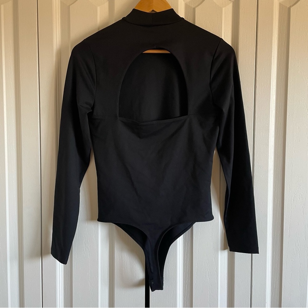 Abercrombie & Fitch Soft Collection Long Sleeve Bodysuit Womens M Black Cutout - Picture 10 of 15